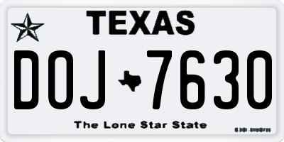 TX license plate DOJ7630
