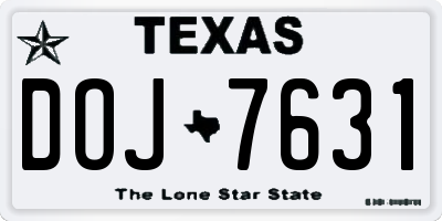 TX license plate DOJ7631