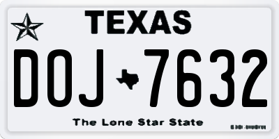 TX license plate DOJ7632