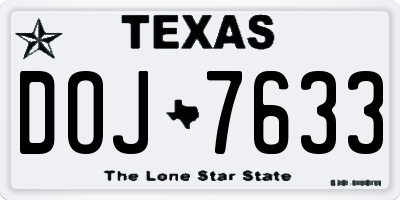 TX license plate DOJ7633