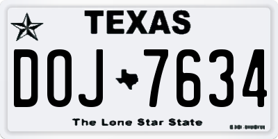 TX license plate DOJ7634