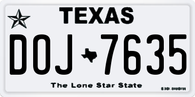 TX license plate DOJ7635