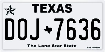 TX license plate DOJ7636