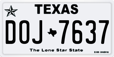 TX license plate DOJ7637