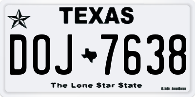 TX license plate DOJ7638