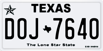 TX license plate DOJ7640