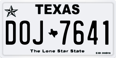 TX license plate DOJ7641