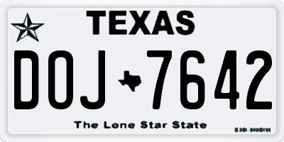 TX license plate DOJ7642