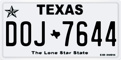 TX license plate DOJ7644