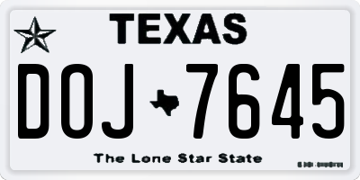TX license plate DOJ7645