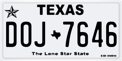 TX license plate DOJ7646