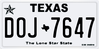 TX license plate DOJ7647