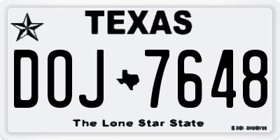 TX license plate DOJ7648
