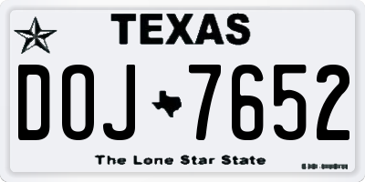TX license plate DOJ7652
