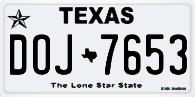 TX license plate DOJ7653