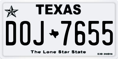 TX license plate DOJ7655