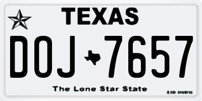 TX license plate DOJ7657