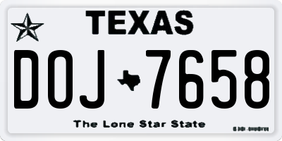 TX license plate DOJ7658