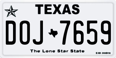 TX license plate DOJ7659