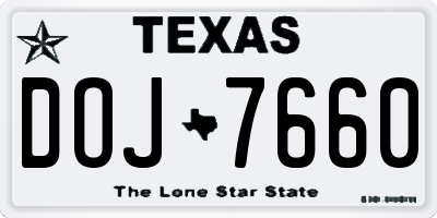 TX license plate DOJ7660