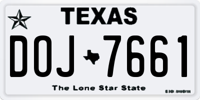 TX license plate DOJ7661