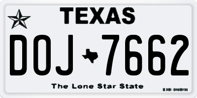 TX license plate DOJ7662