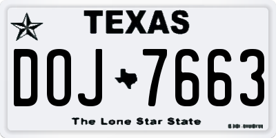 TX license plate DOJ7663