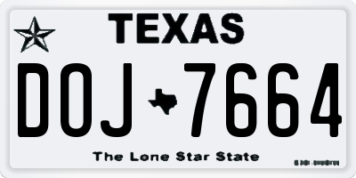 TX license plate DOJ7664