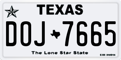 TX license plate DOJ7665
