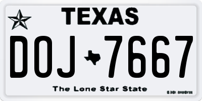 TX license plate DOJ7667