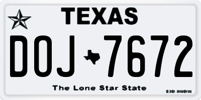 TX license plate DOJ7672