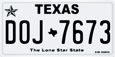 TX license plate DOJ7673