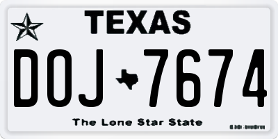 TX license plate DOJ7674