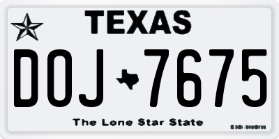 TX license plate DOJ7675