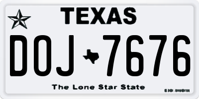 TX license plate DOJ7676