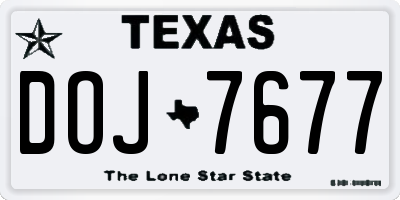 TX license plate DOJ7677