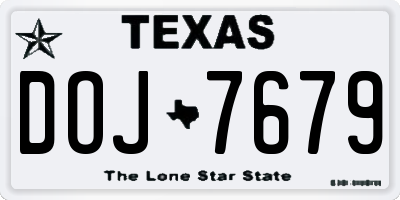 TX license plate DOJ7679