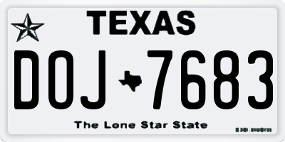 TX license plate DOJ7683