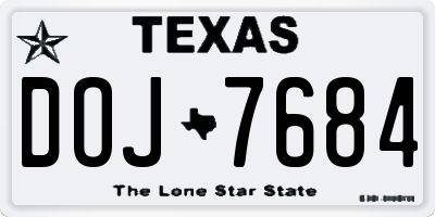 TX license plate DOJ7684