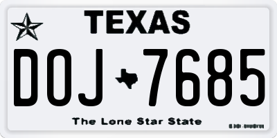 TX license plate DOJ7685