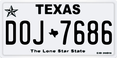 TX license plate DOJ7686