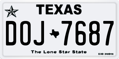 TX license plate DOJ7687