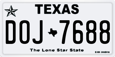 TX license plate DOJ7688