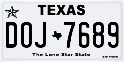 TX license plate DOJ7689