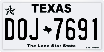 TX license plate DOJ7691