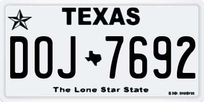 TX license plate DOJ7692
