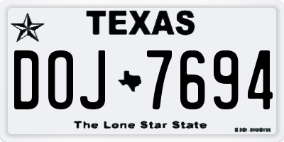 TX license plate DOJ7694