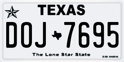 TX license plate DOJ7695