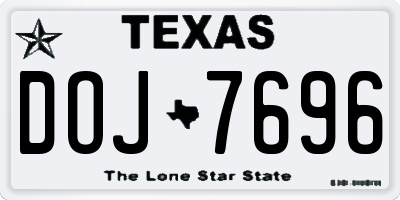 TX license plate DOJ7696
