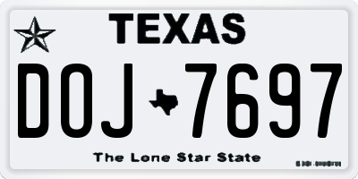 TX license plate DOJ7697